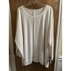 Spanx Perfect Length Dolman Sweatshirt Plus 3X Oversized 3/4 Sleeve Powder White